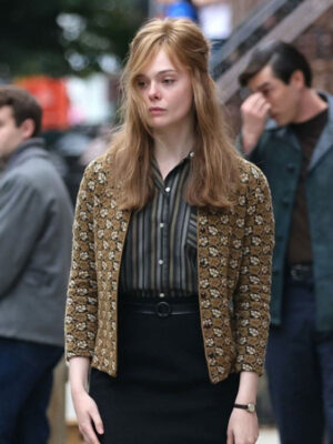 A Complete Unknown 2024 Elle Fanning Brown Jacket