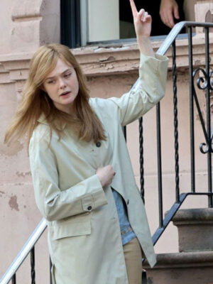 A Complete Unknown Elle Fanning Long Off White Cotton Jacket