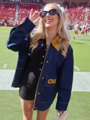 Brittany Mahomes Chiefs Blue Denim Zipper Jacket