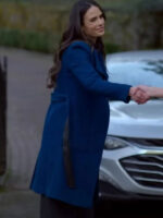 Cellar Door 2024 Jordana Brewster Blue Wool Trench Coat