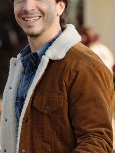 Christmas with the Campbells Justin Long Faux Brown Denim Jacket