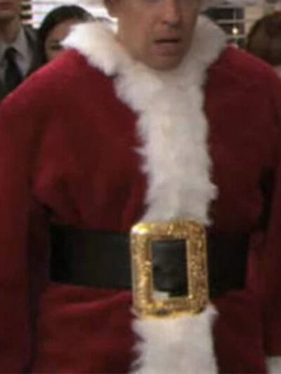 Ed Helms The Office Santa Claus Costume Red Fleece Jacket