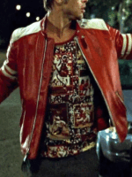 Fight Club 1999 Tyler Durden Red Zipper Jacket
