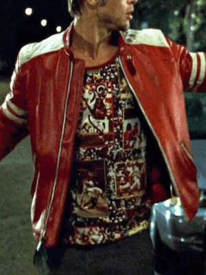 Fight Club 1999 Tyler Durden Red Zipper Jacket