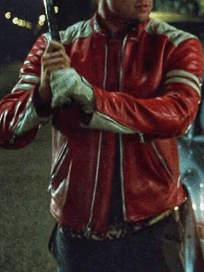 Fight Club 1999 Tyler Durden Red Zipper Jacket