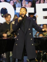 Harris Walz Rally 2024 John Legend Blue Trench Coat