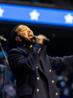 Harris Walz Rally 2024 John Legend Blue Trench Coat