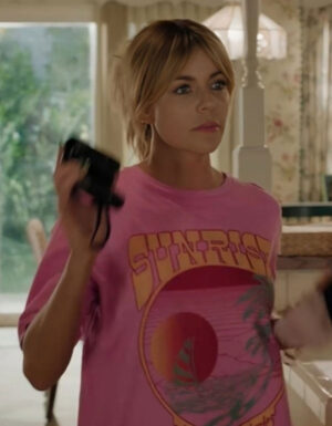 High Potential 2024 Kaitlin Olson Pink Cotton Shirt