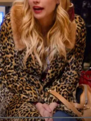 Holidate Sloane Leopard Brown Wool Fur Coat