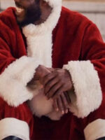 Holiday Twist 2023 Blake Leeper Red Christmas Suede Leather Coat