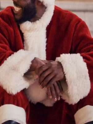 Holiday Twist 2023 Blake Leeper Red Christmas Suede Leather Coat