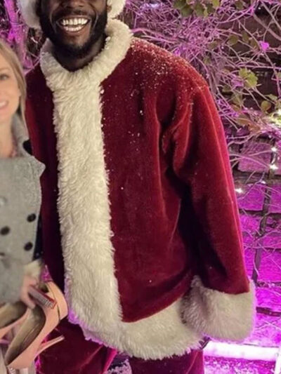 Holiday Twist 2023 Blake Leeper Red Christmas Suede Leather Coat