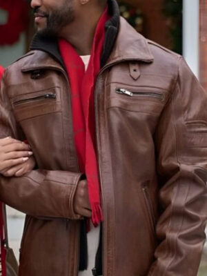 Jaime M Callica Christmas With A Kiss Brown Real Leather Jacket