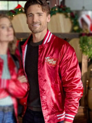 Jingle Bell Run Andrew W. Walker Red Satin Bomber Jacket