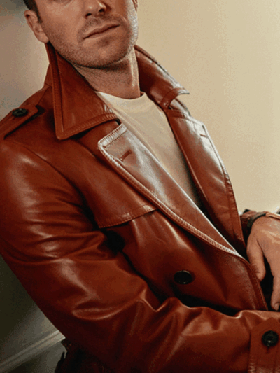 Los Angeles Confidential Armie Hammer Brown Real Leather Coat