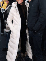Meghan Markle White Puffer Hooded Coat
