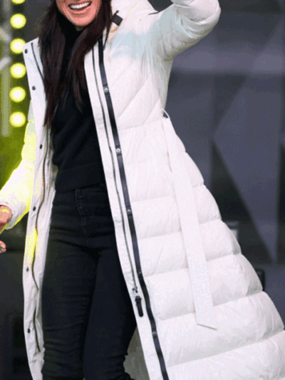 Meghan Markle White Puffer Hooded Coat
