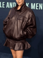 Monsters Event 2022 Chloë Sevigny Brown Real Leather Jacket