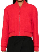 Nobody Wants This Kristen Bell Red Zipper Tweed Jacket