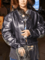 NYC 2024 Rihanna Cropped Leather Jacket