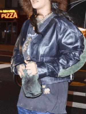 NYC 2024 Rihanna Cropped Leather Jacket