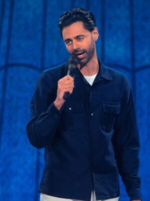Off with His Head 2024 Hasan Minhaj Blue Cotton Shirt