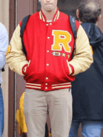 Patrick Schwarzenegger Moxie 2021 Red Varsity Letterman Jacket