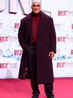 Red One Premiere 2024 Dwayne Johnson Maroon Wool Coat
