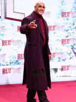 Red One Premiere 2024 Dwayne Johnson Maroon Wool Coat
