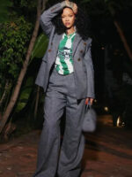 Rihanna Beverly Hills Grey Suiting Blazer