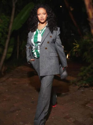 Rihanna Beverly Hills Grey Suiting Blazer
