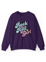 Rock N Roll Girl Purple Pullover Fleece Sweatshirt