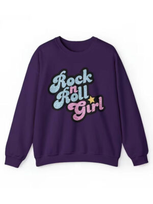 Rock N Roll Girl Purple Pullover Fleece Sweatshirt