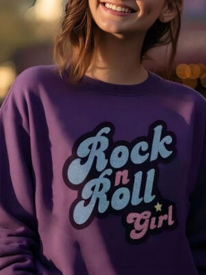 Rock N Roll Girl Purple Pullover Fleece Sweatshirt