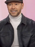 Sherri Donnie Wahlberg Black Leather Button Shirt