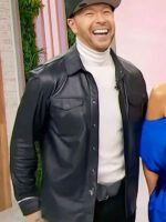 Sherri Donnie Wahlberg Black Leather Button Shirt