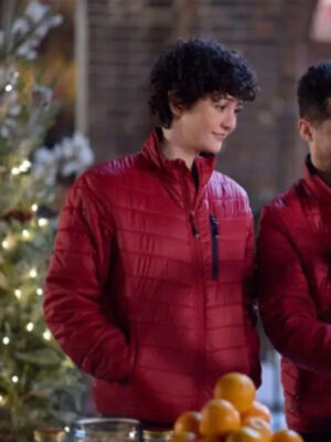 The 5-Year Christmas Party 2024 Katie Findlay Red Puffer Zipper Jacket
