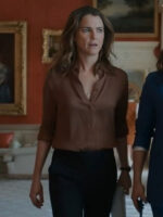 The Diplomat S02 Keri Russell Down Brown Cotton Shirt