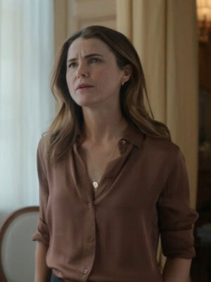 The Diplomat S02 Keri Russell Down Brown Cotton Shirt
