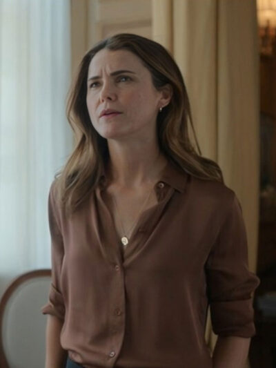The Diplomat S02 Keri Russell Down Brown Cotton Shirt