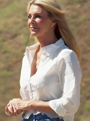 The Golden Bachelorette Joan Vassos White Cotton Button Shirt