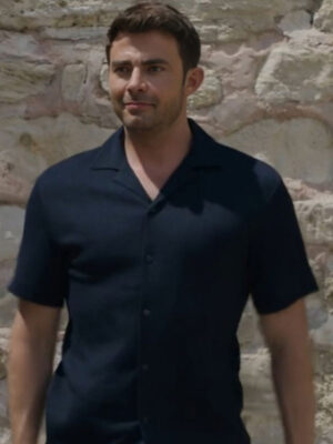 The Groomsmen Second Chances Jonathan Bennett Blue Cotton Shirt