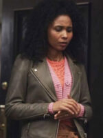 The Irrational 2024 Tara Moore Green Real Leather Jacket