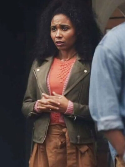 The Irrational 2024 Tara Moore Green Real Leather Jacket