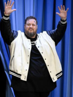The Tonight Show S12 Jelly Roll White Leather Bomber Jacket