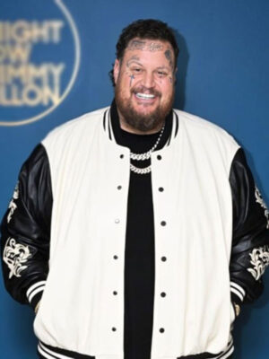 The Tonight Show S12 Jelly Roll White Leather Bomber Jacket