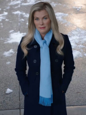 This Time Each Year 2024 Alison Sweeney Blue Wool Coat