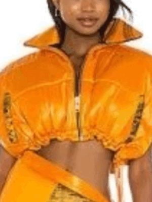 All American JoJo Orange Puffer Zipper Jacket