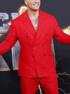 Black Adam Dwayne Johnson Wool Red Suit