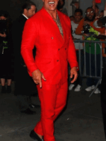 Black Adam Dwayne Johnson Wool Red Suit